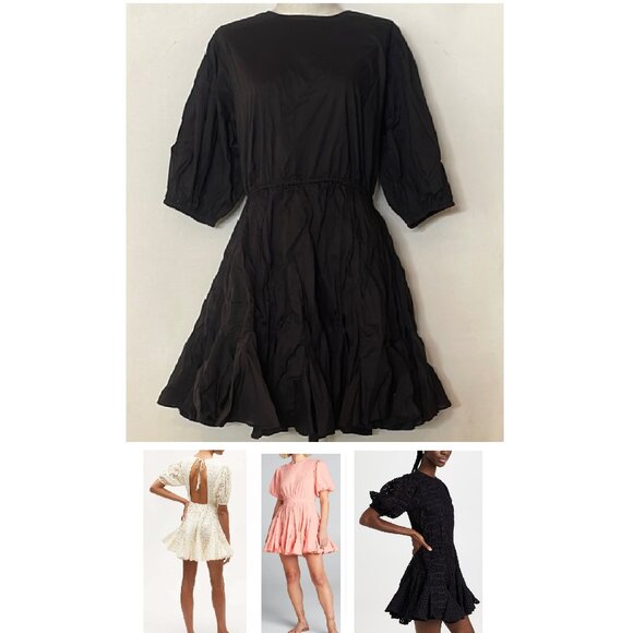NEW $832 RHODE MOLLY BACKLESS MINI DRESS IN BLACK SIZE L - Picture 1 of 9